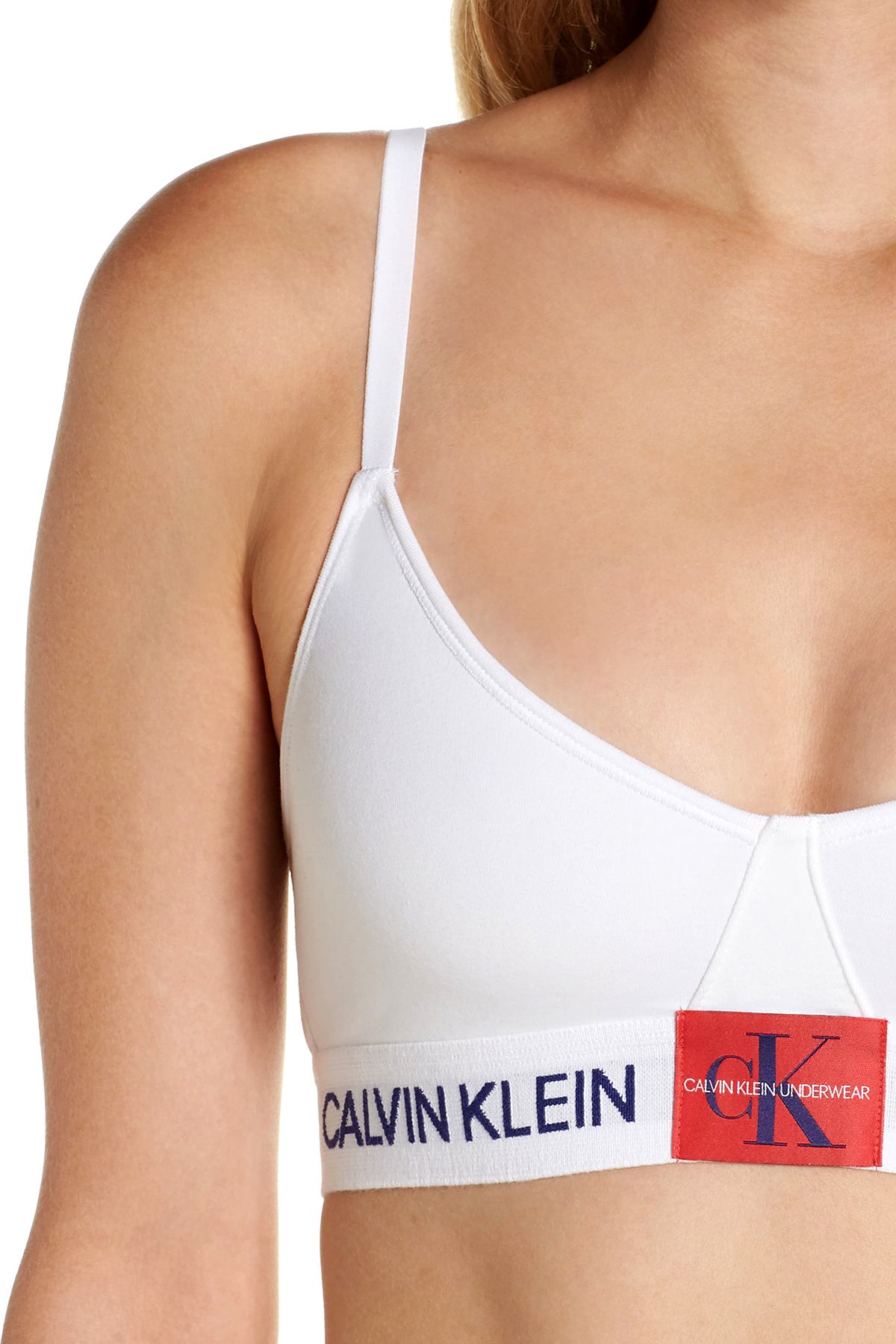 Calvin Klein White Monogram Unlined Triangle Bra