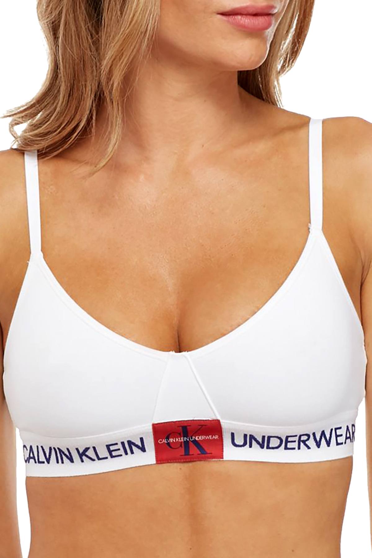 Calvin Klein White Monogram Unlined Triangle Bra