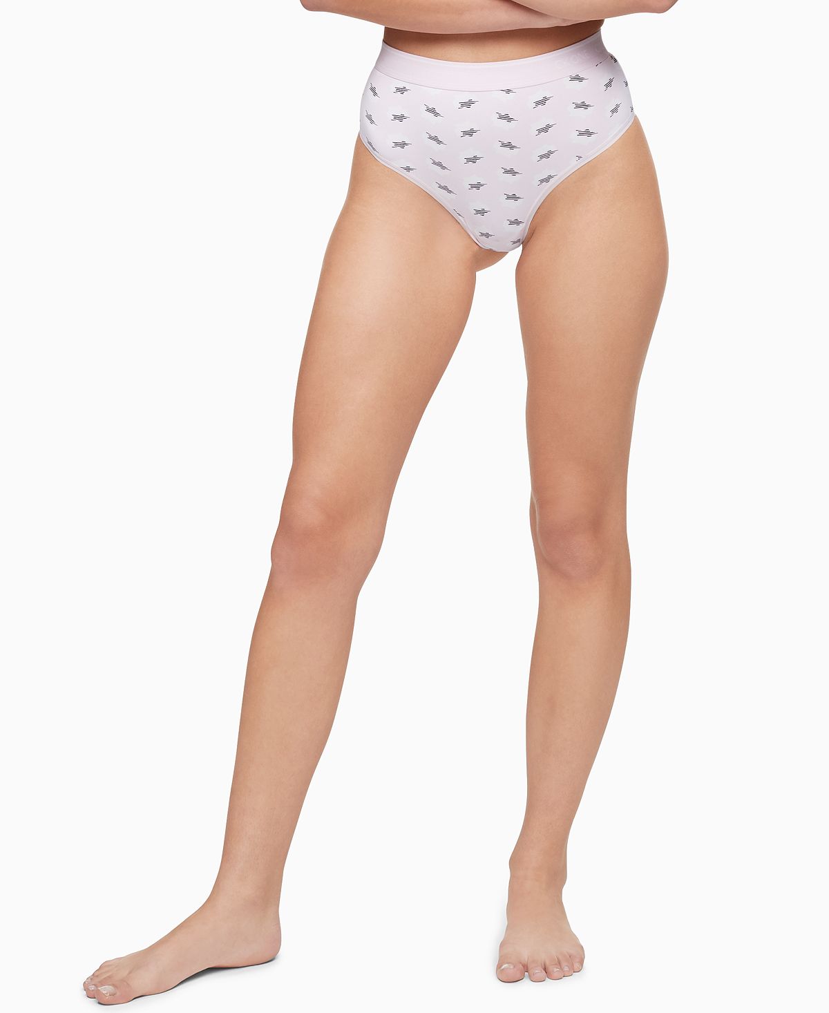 Calvin Klein Wo Ck One High-waist Thong Underwear Sleeping Star Print_pearly Pink