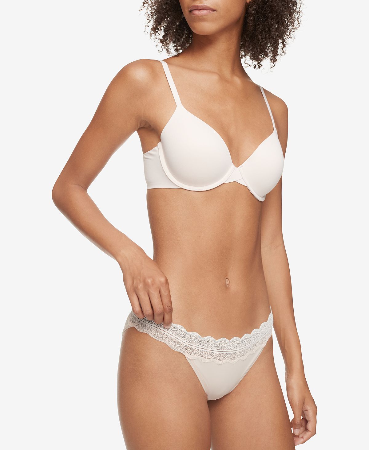 Calvin Klein Wo Lace-trim Bikini Underwear Qd3838 Buff Beige