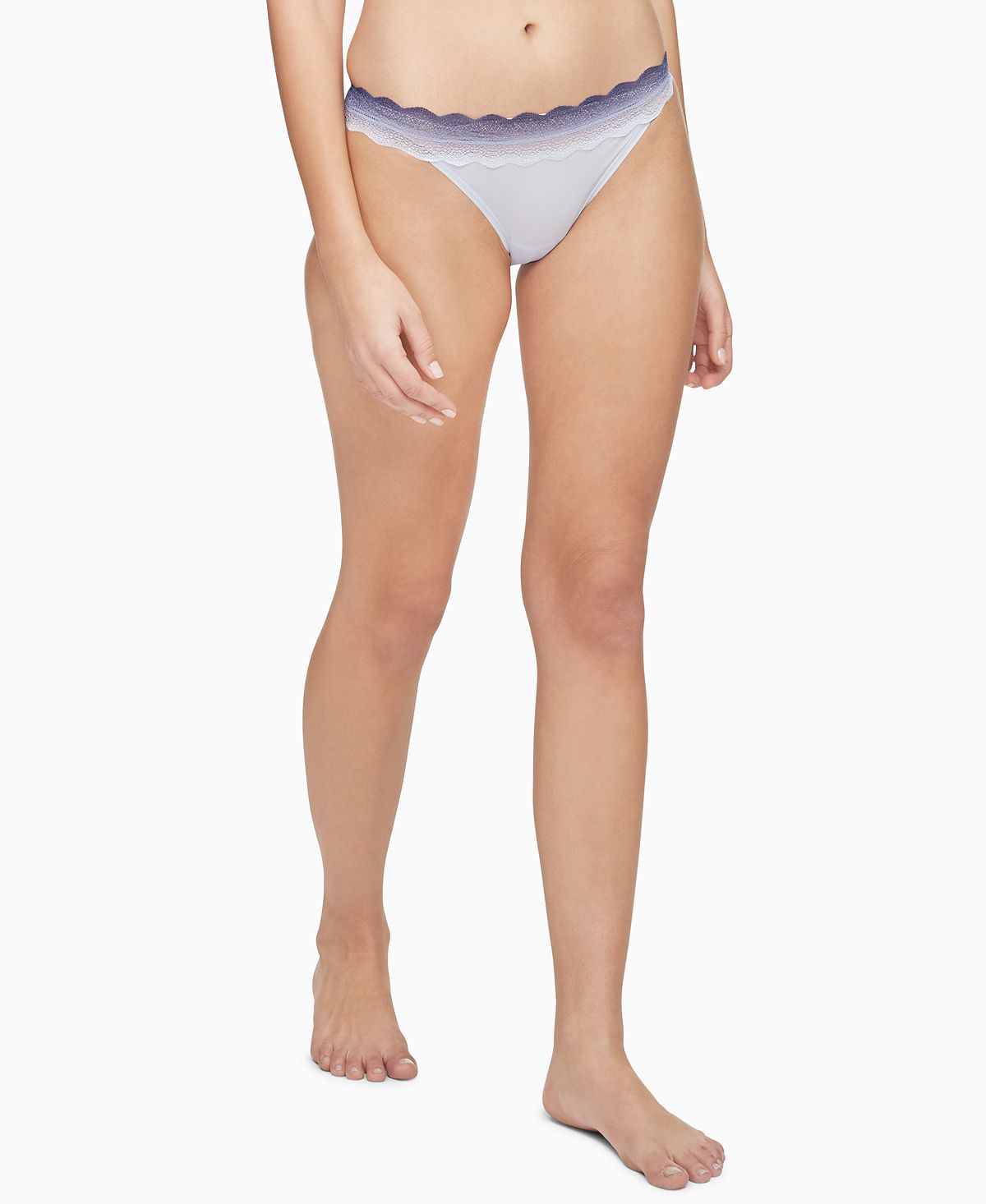 Calvin Klein Wo Lace-trim Bikini Underwear Qd3838 Polished Blue