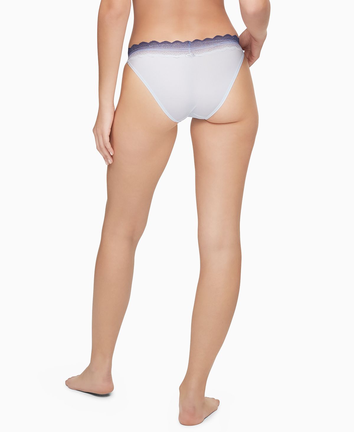 Calvin Klein Wo Lace-trim Bikini Underwear Qd3838 Polished Blue