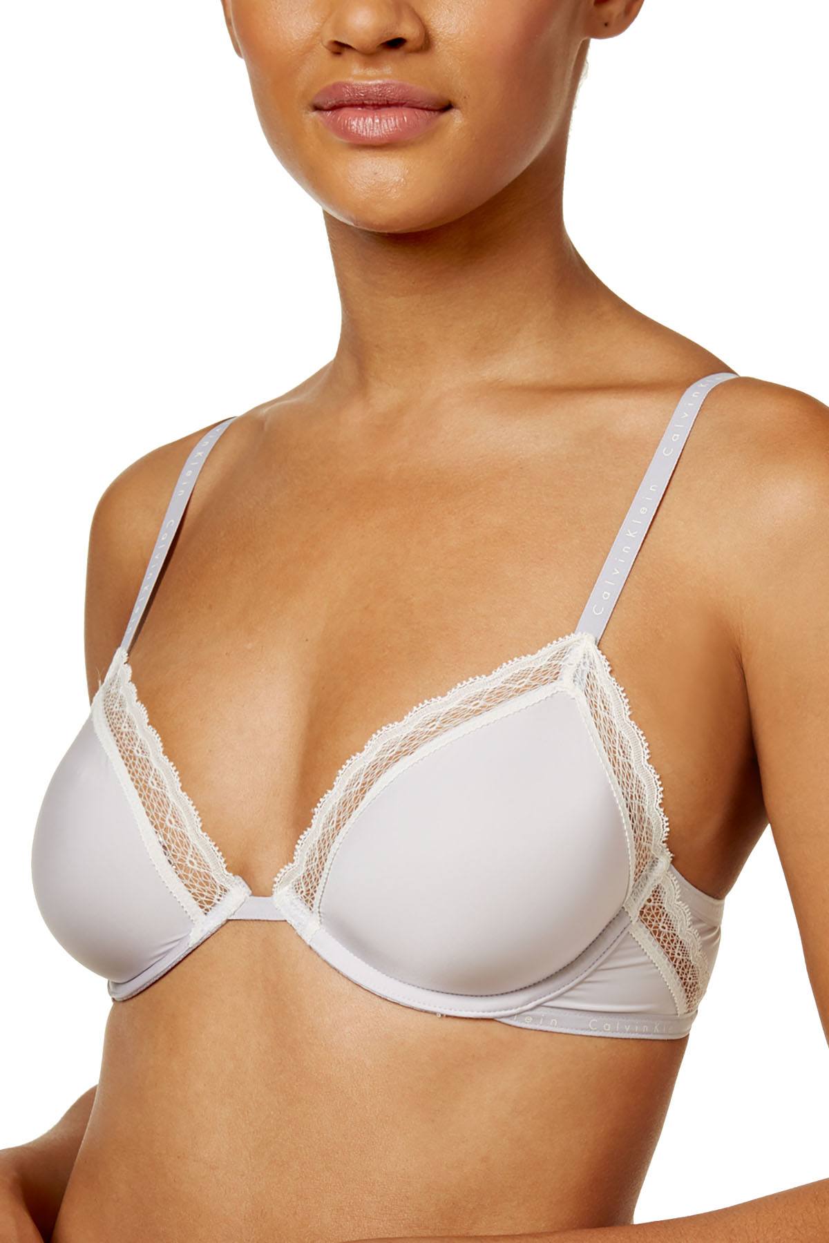 Calvin Klein Wonder/Ivory Signature Lace-Trim Bra