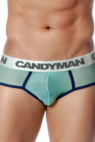 Candyman Aqua/Navy Sheer Mesh Brief