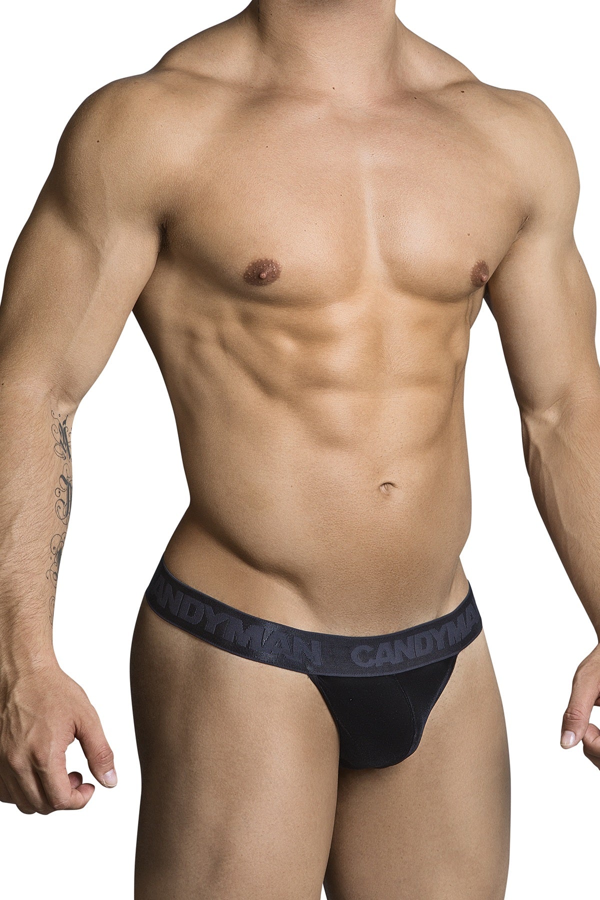 Candyman Black Sheer Back Thong