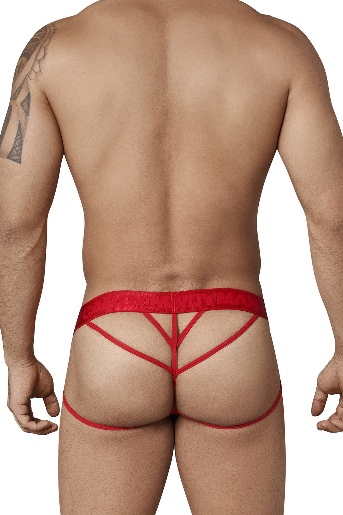Candyman Red Sheer Mesh Front Jock-String
