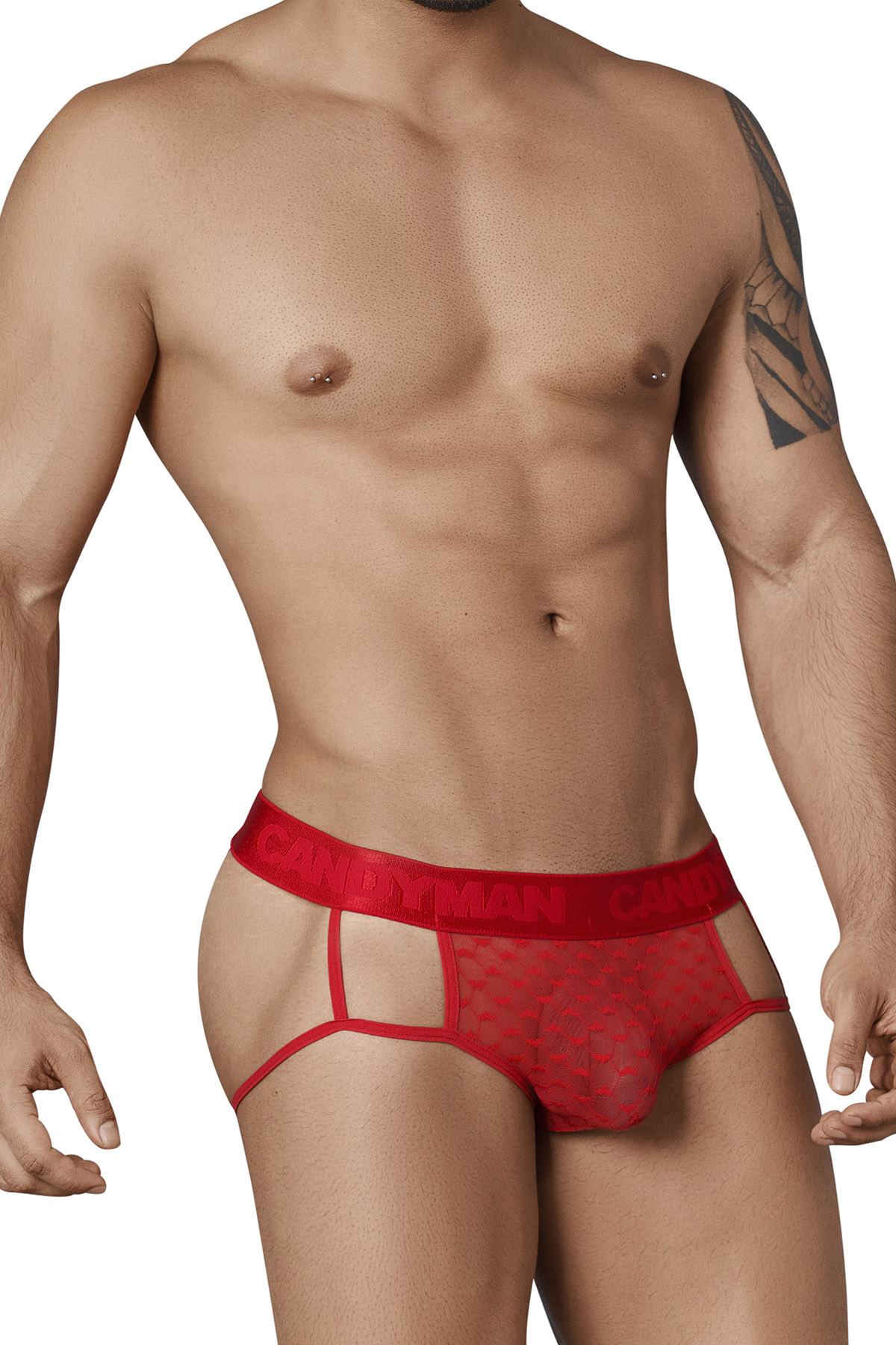Candyman Red Sheer Mesh Front Jock-String