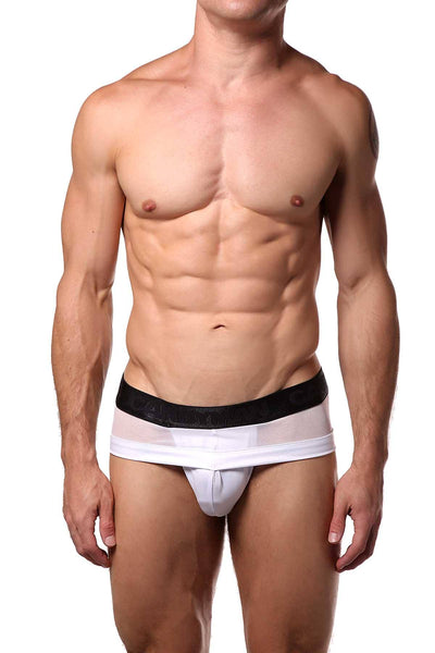 Candyman White Sheer/Wet-Look Brief