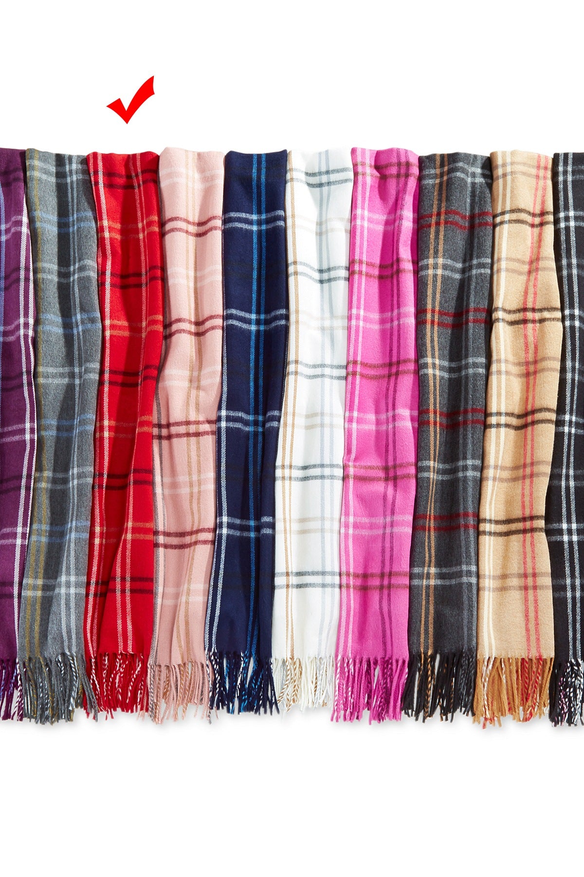 Cejon Red Grid-Pattern Woven Scarf