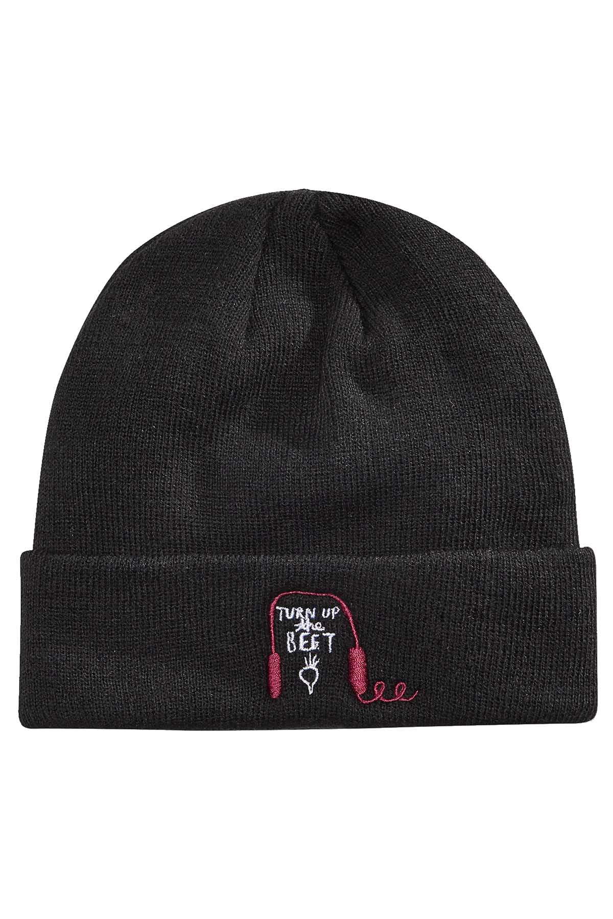 Celebrate Shop Black Turn Up The Beet Beanie