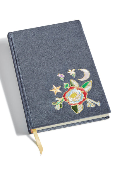 Celebrate Shop Slate-Blue Embroidered Velvet Journal