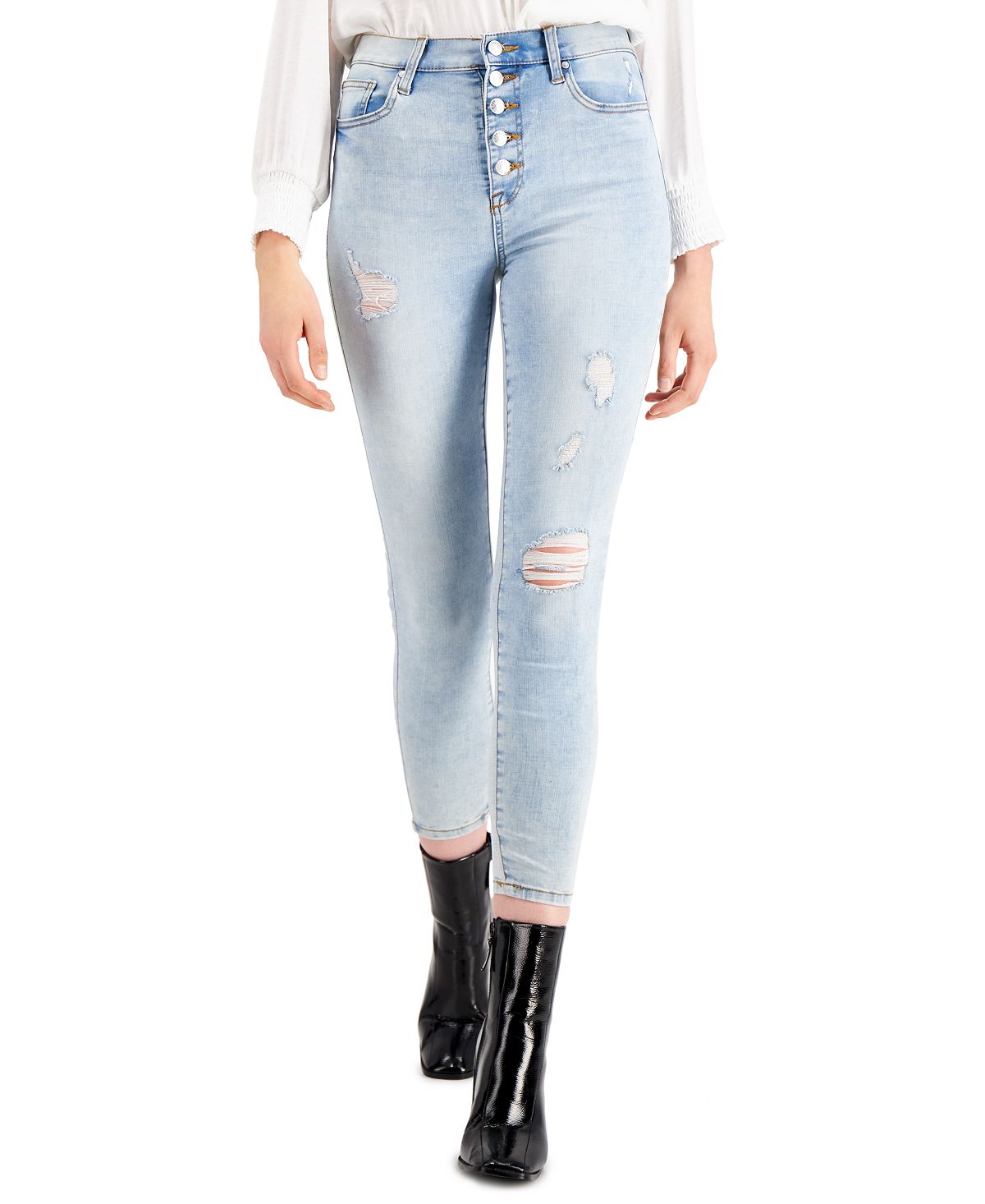 Celebrity Pink Juniors' High Rise Distressed Skinny Jeans Lookout