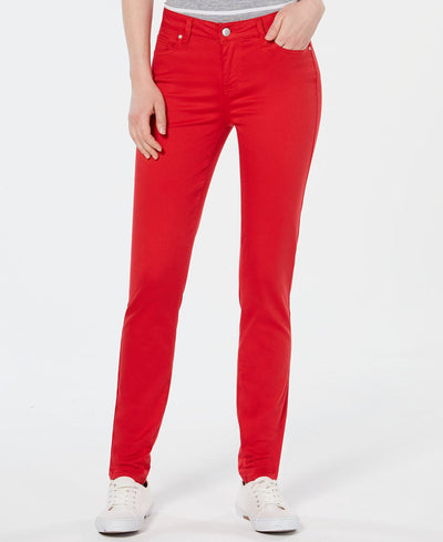 Celebrity Pink Juniors' Jayden Mid-rise Colored Wash Skinny Jeans Tango Red
