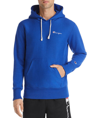 Champion Reverse Weave Script Logo Hooded Sweatshirt Surf The Web Blue