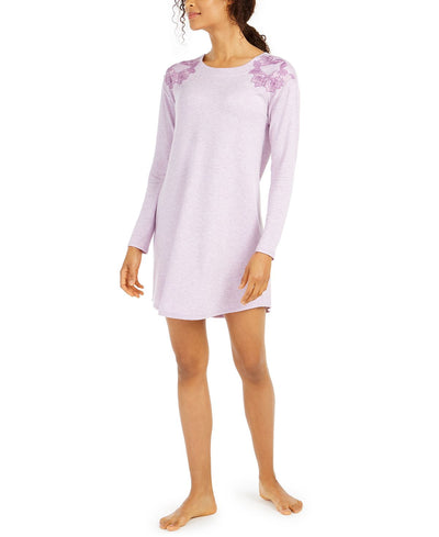 Charter Club Floral-embroidered Sleepshirt Nightgown Lilac Petal