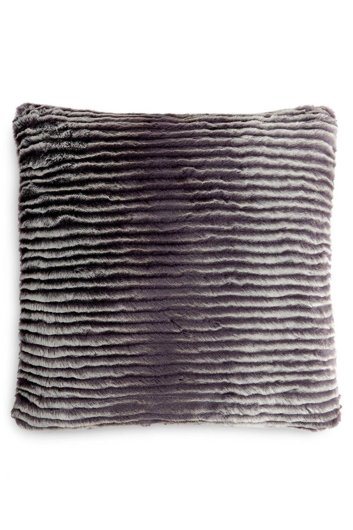 Charter Club Grey Eyelash Stripe Faux-Fur Pillow