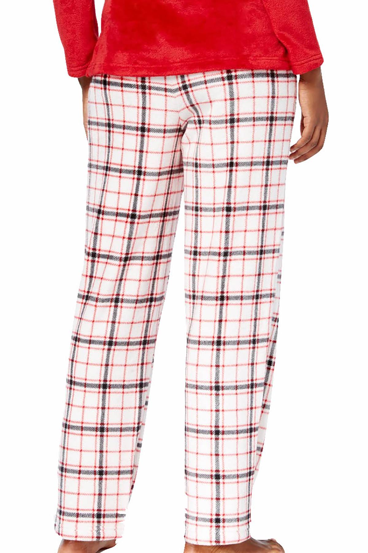 Charter Club Intimates Grid-Plaid Plush Pajama Pant