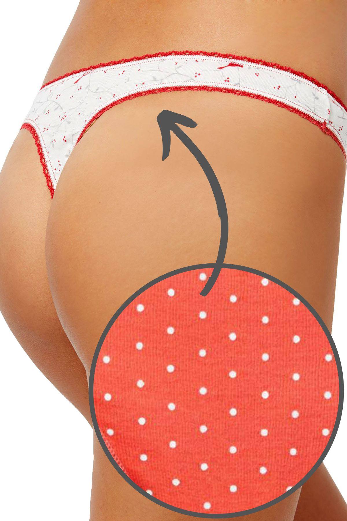 Charter Club Intimates Hibiscus-Coral Dotted Pretty Cotton Thong