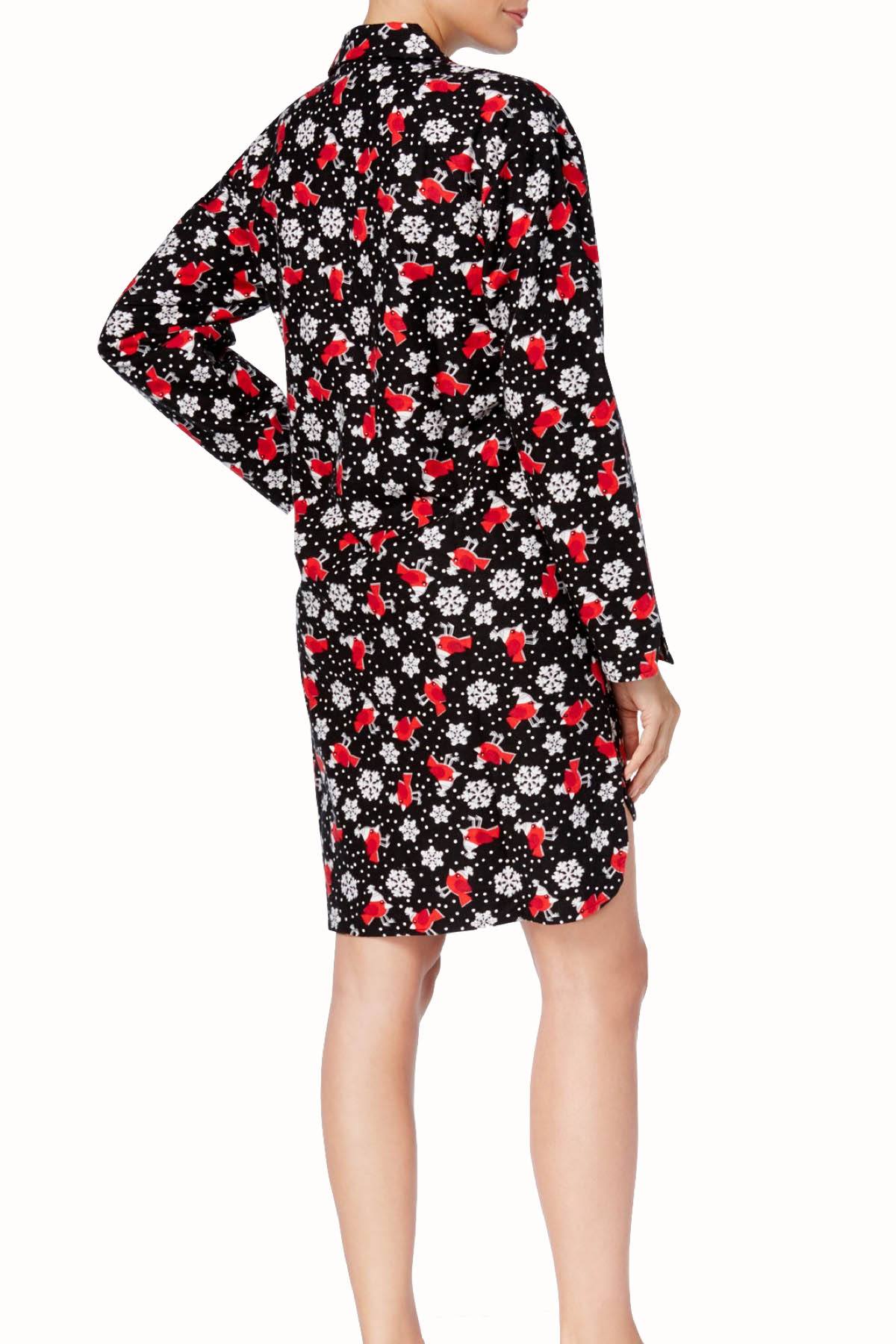 Charter Club Intimates Holiday-Bird Printed Flannel Sleep-Dress