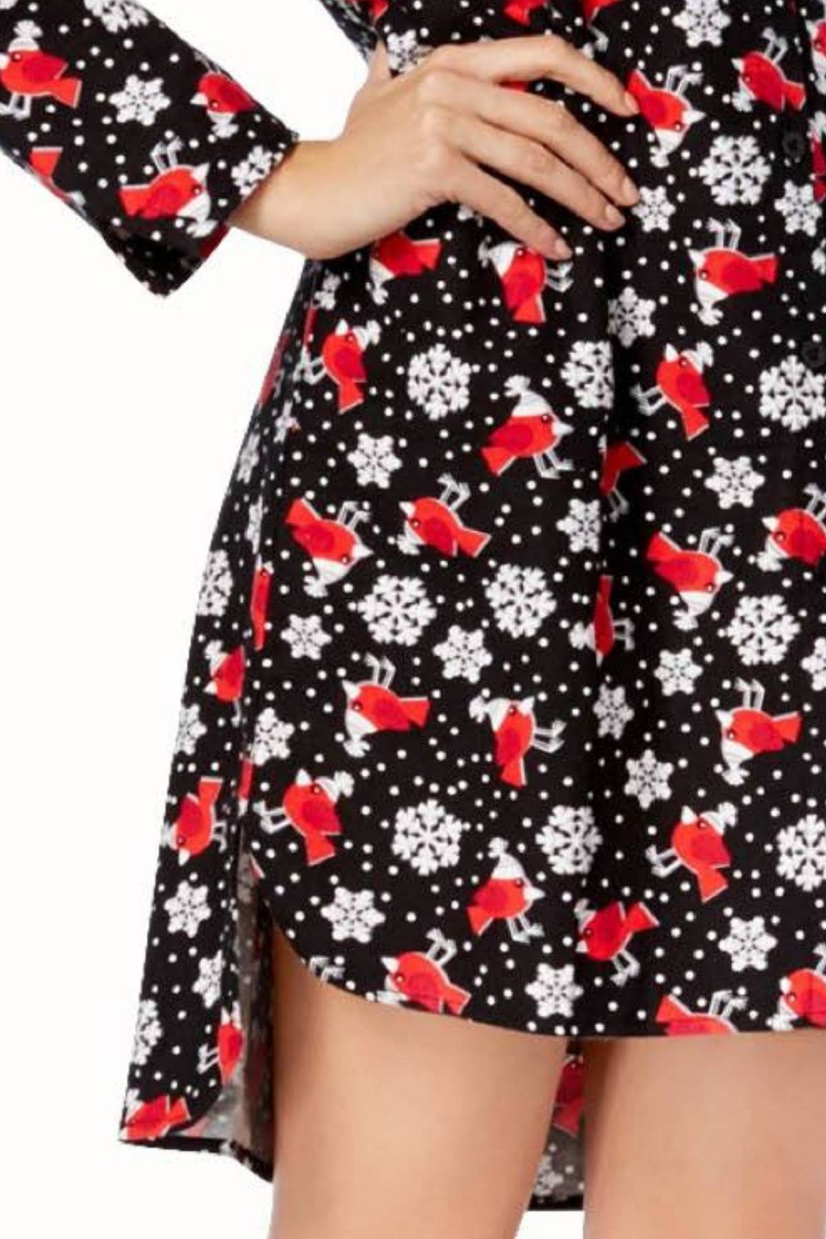 Charter Club Intimates Holiday-Bird Printed Flannel Sleep-Dress