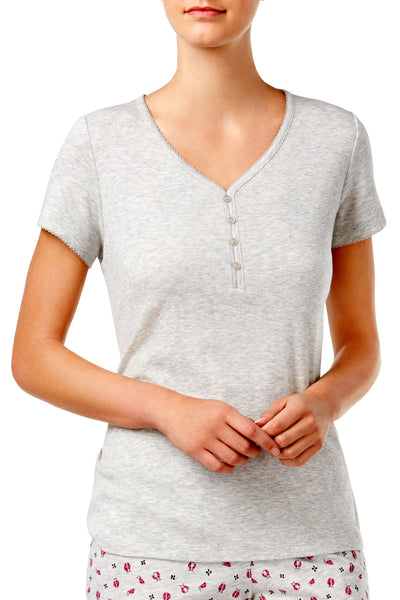 Charter Club Intimates Light Grey Heather V-Neck Tee