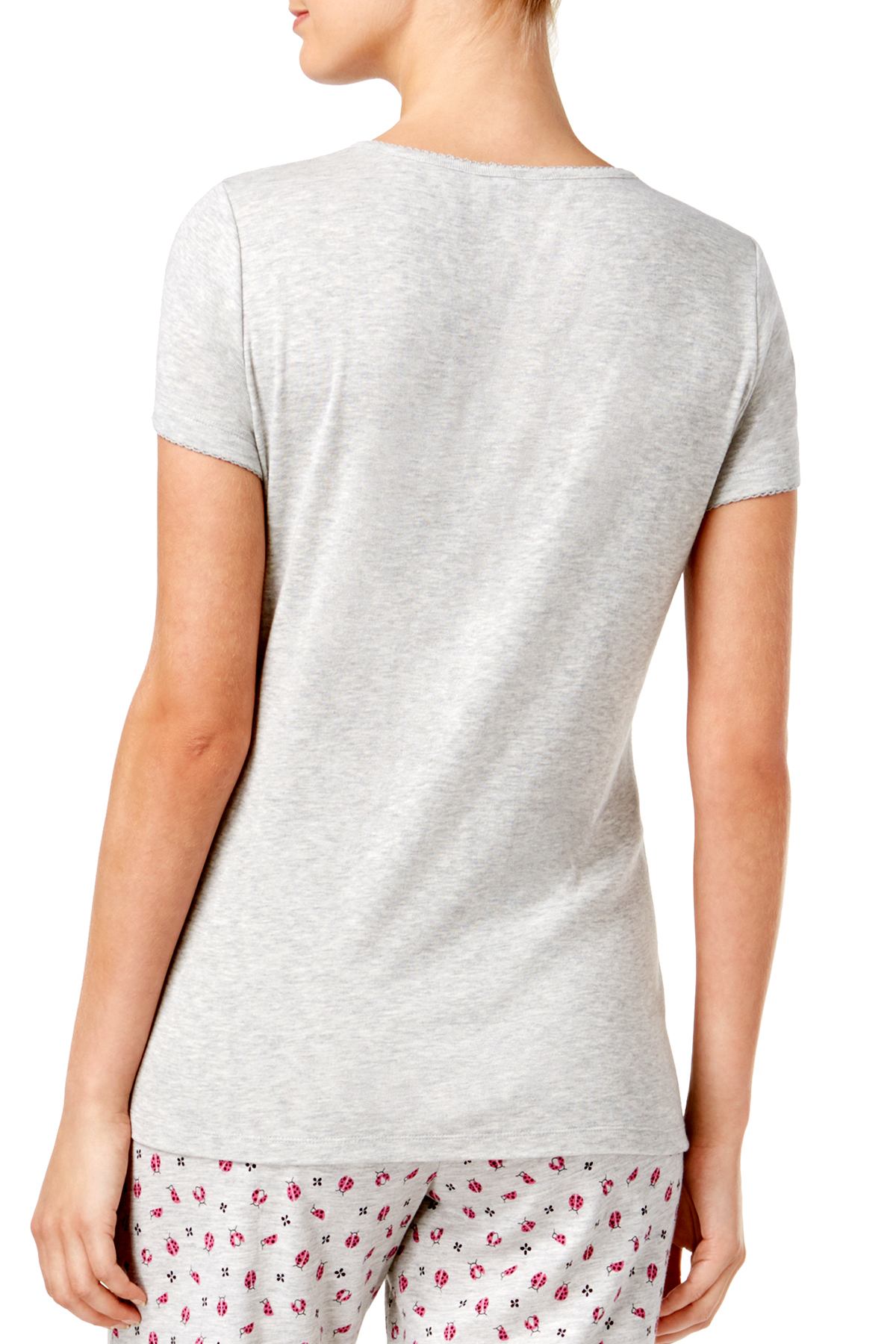 Charter Club Intimates Light Grey Heather V-Neck Tee