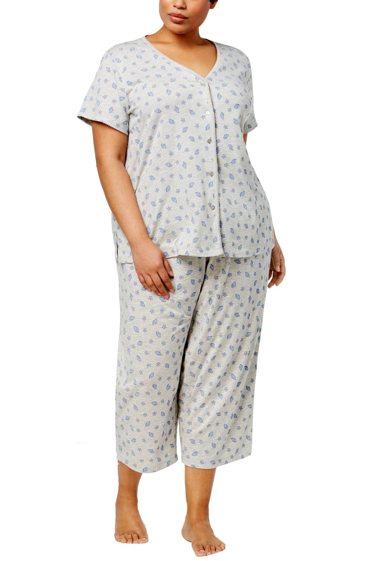 Charter Club Intimates PLUS Seashell Printed Picot Trim Pajama Set