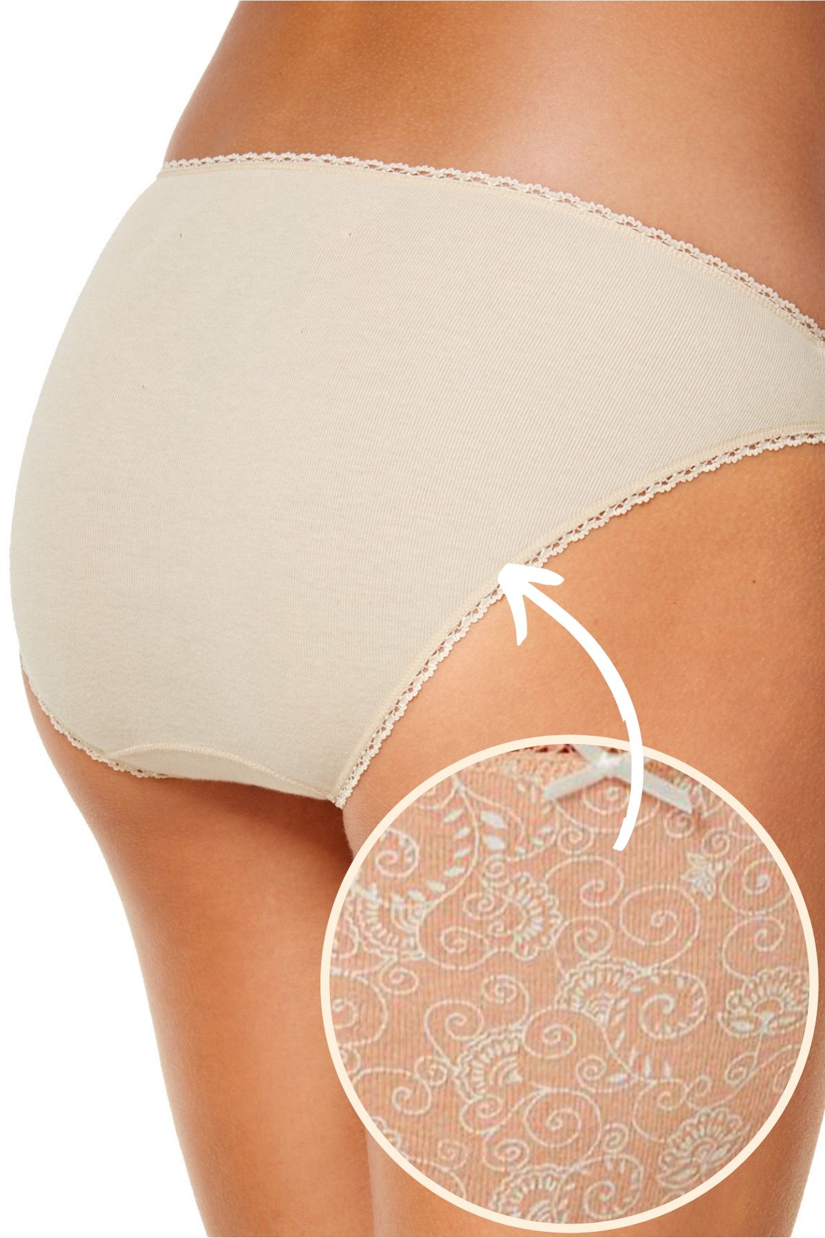 Charter Club Intimates Peach Emb Floral Pretty Cotton Bikini Brief