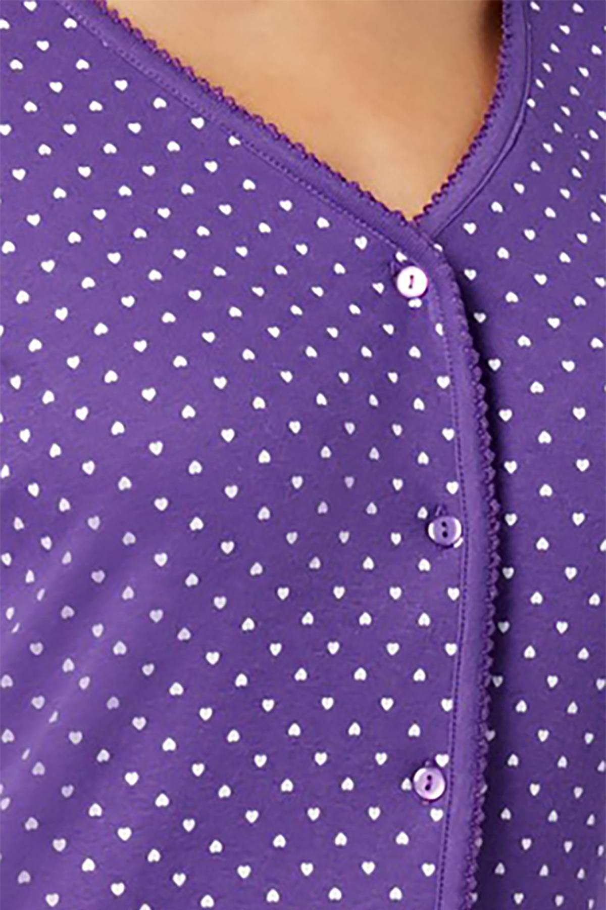 Charter Club Intimates Purple Scattered-Hearts Printed Cotton PJ Top
