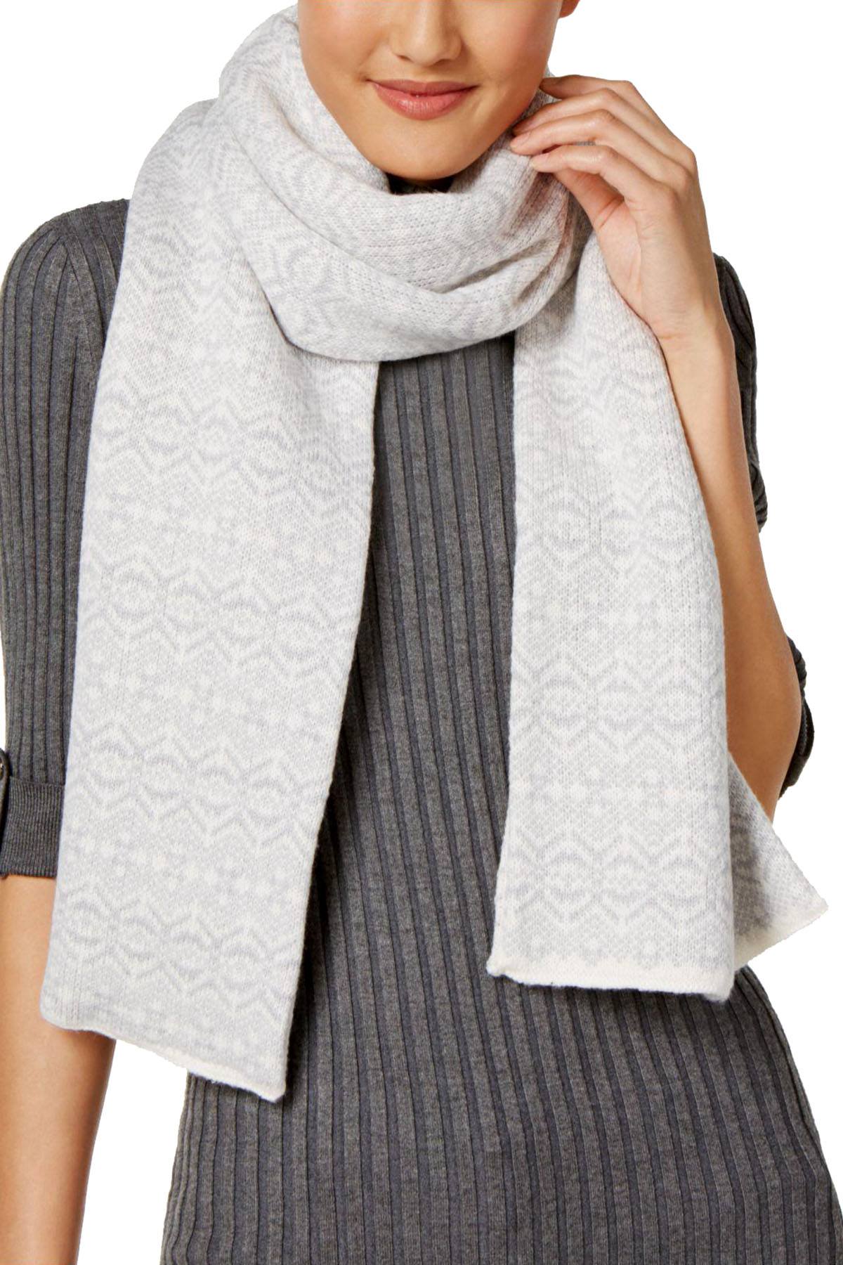 Charter Club Ivory/Multi Reversible Fair Isle Muffler Scarf