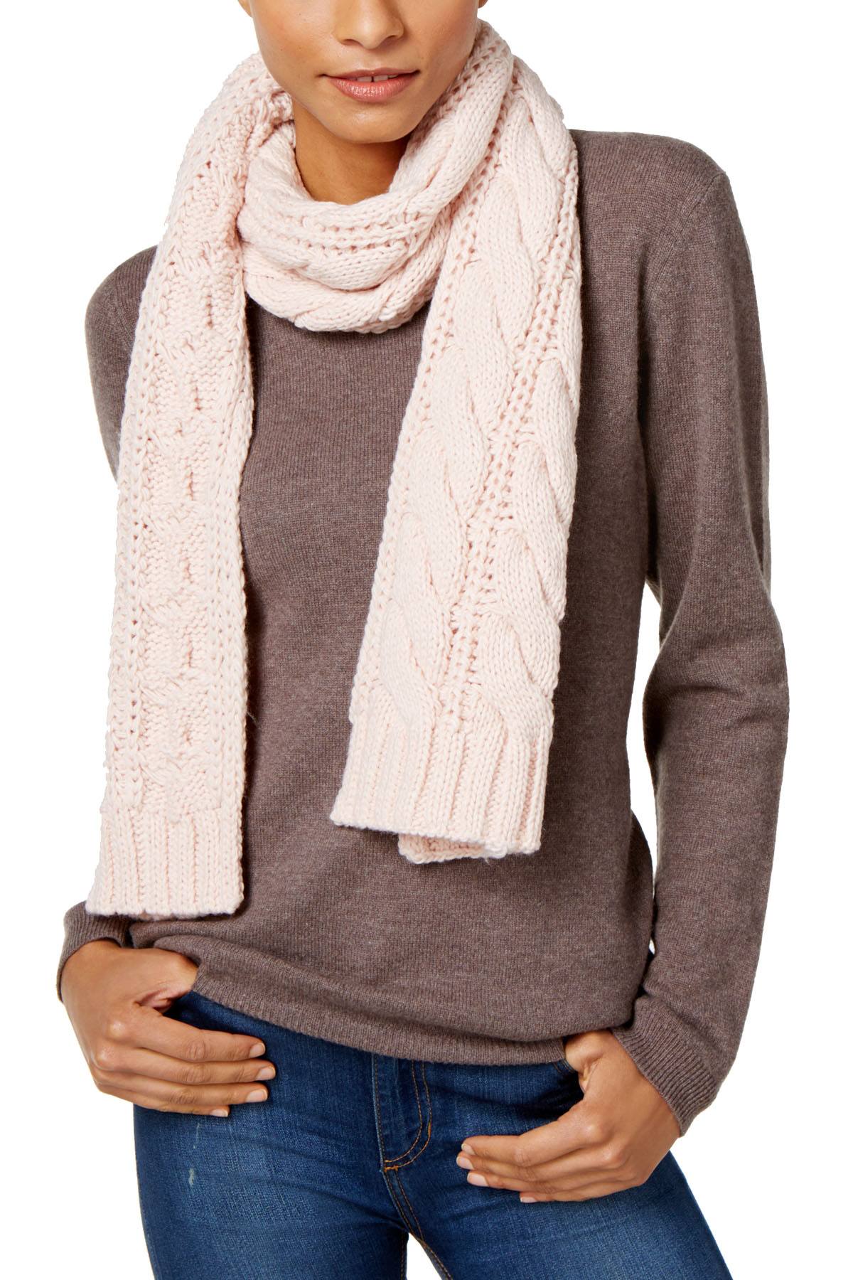 Charter Club Pale Dogwood-Pink Cable-Knit Scarf