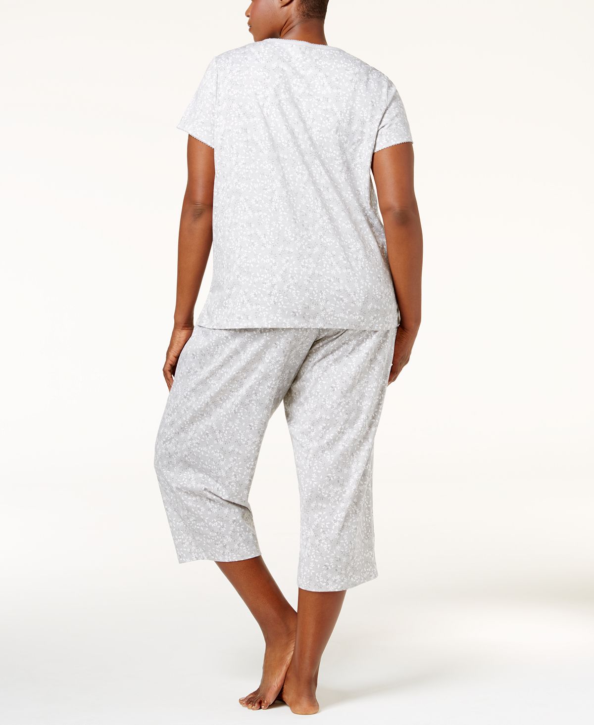 Charter Club Plus Picot-trim Cropped Pajama Set Vineyard