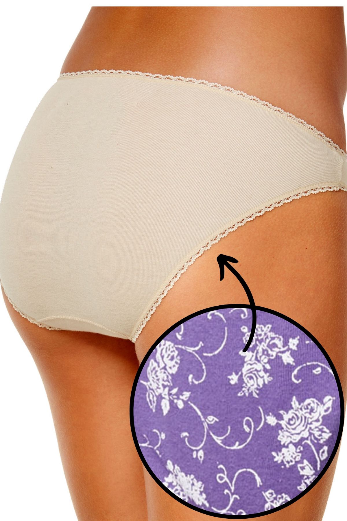 Charter Club Pretty Cotton Bikini Brief in Twirling Toile Purple
