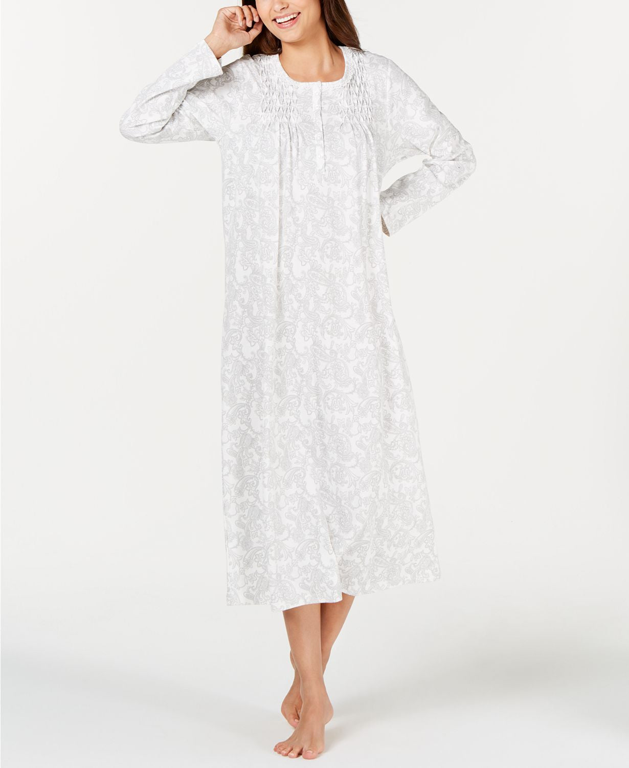 Charter Club Printed Long Cotton Nightgown in Prancing Paisley