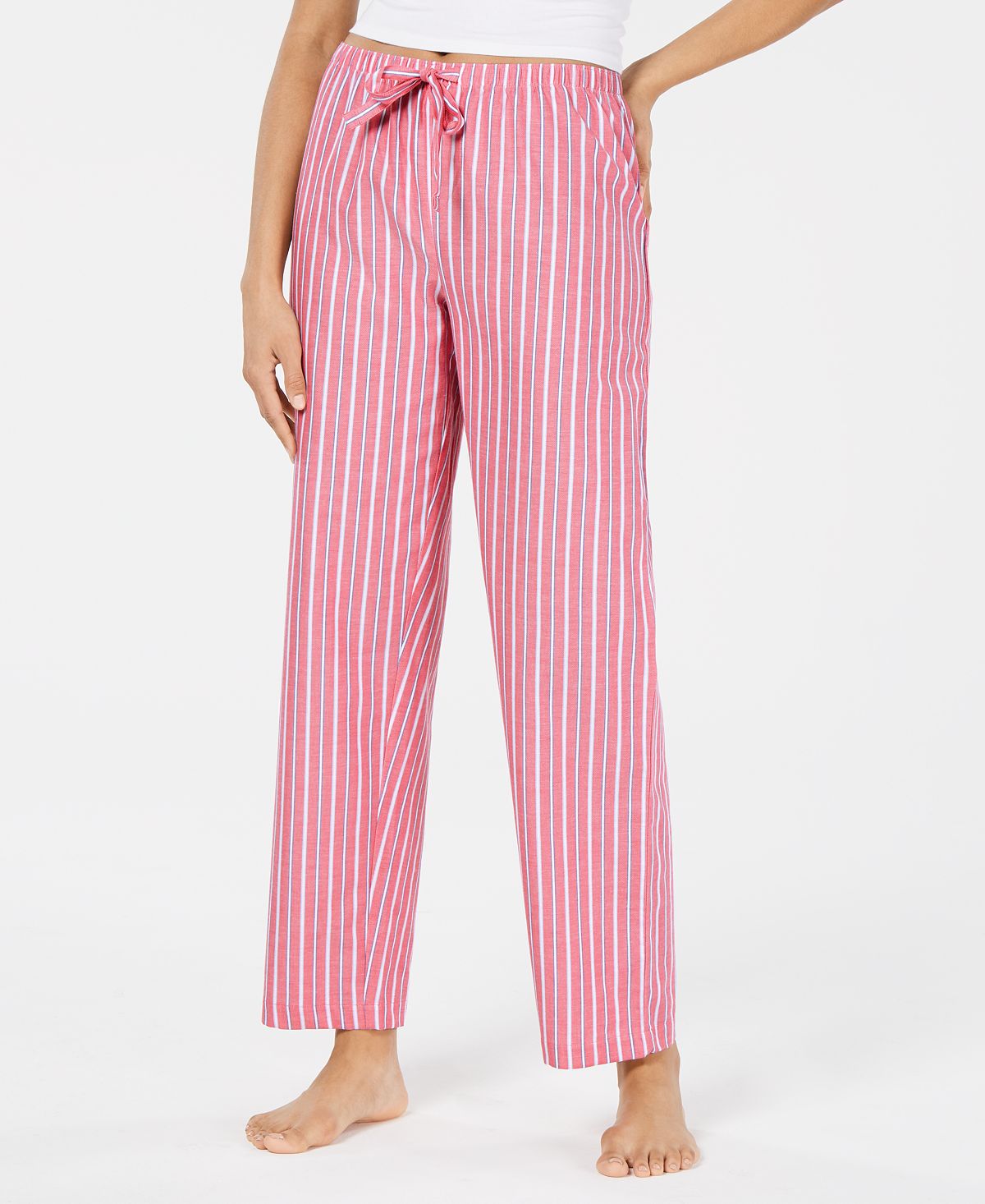Charter Club Stripe-print Woven Soft Cotton Pajama Pants Edged Stripe