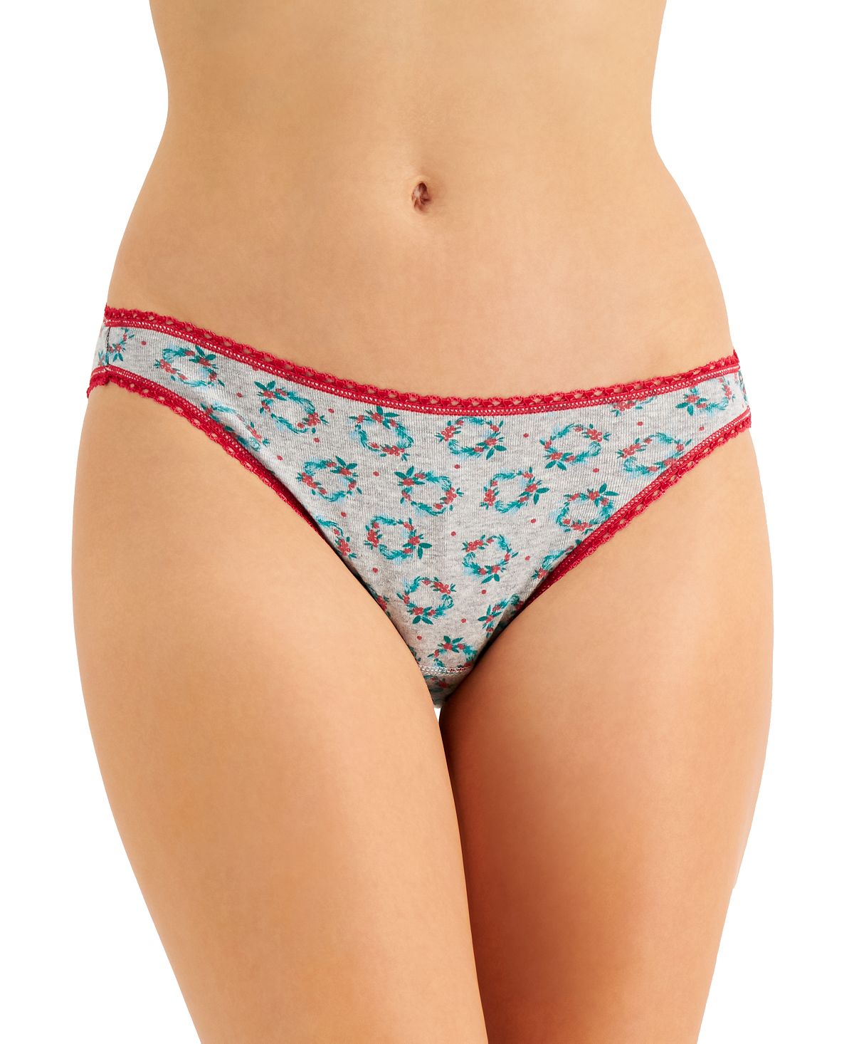 Charter Club Wo Cotton Wreath-print Bikini Underwear Wreaths BC