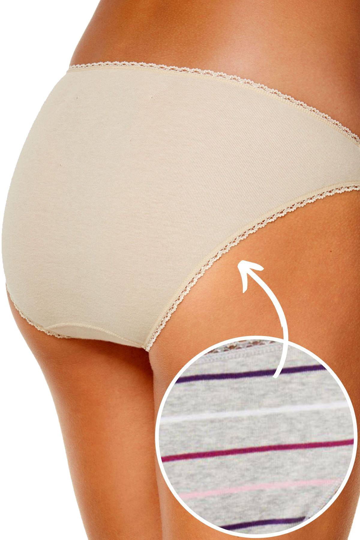 Charter Club intimates Grey Warm-Stripe Pretty Cotton Bikini Brief