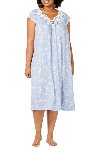 Charter Club intimates PLUS Eventide Tonal Flutter Sleeve Printed Soft Knit Nightgown