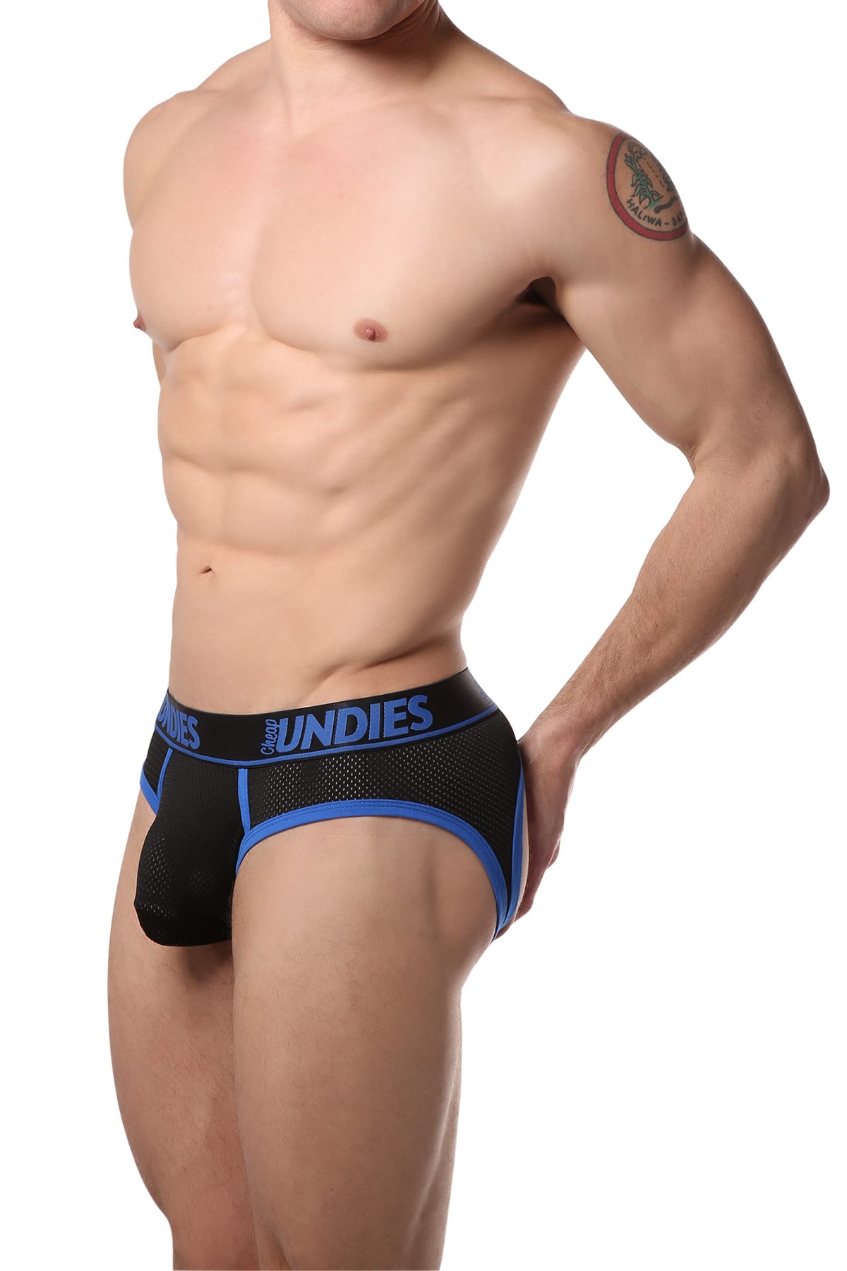 CheapUndies Blue Exposed Sport Mesh Jockbrief