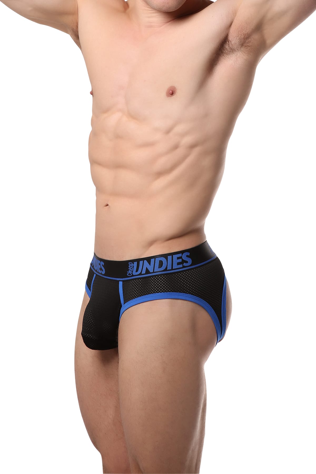 CheapUndies Blue Exposed Sport Mesh Jockbrief