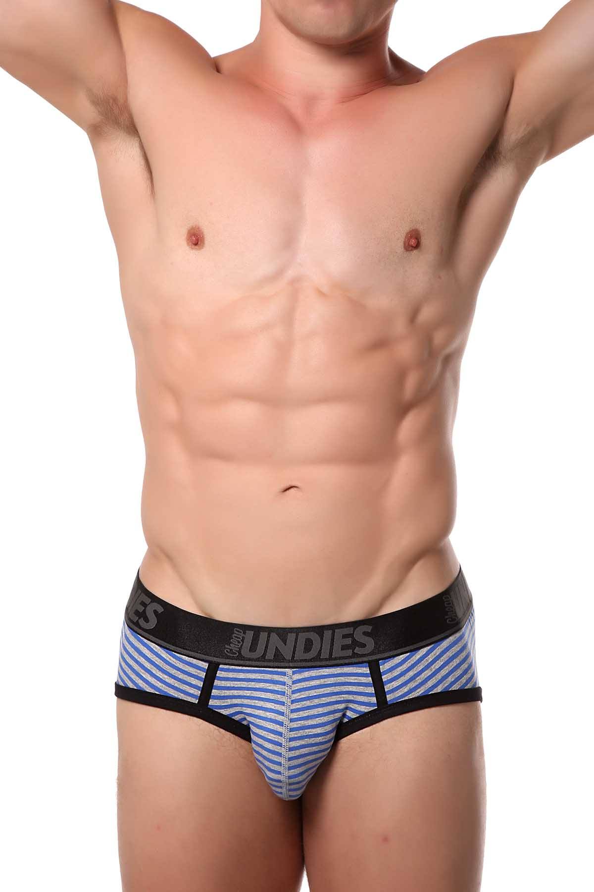 CheapUndies Blue/Grey Striped Brief