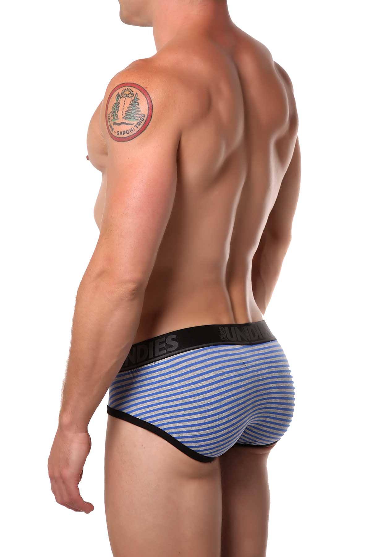 CheapUndies Blue/Grey Striped Brief