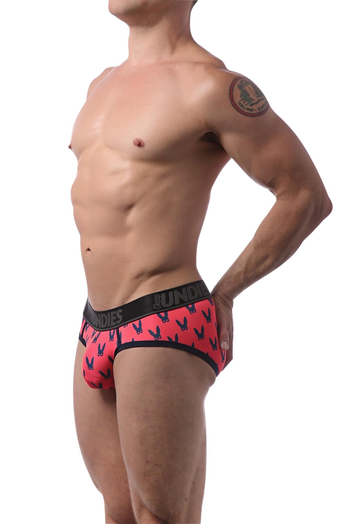 CheapUndies Coral and Navy Naughty Bunny Brief