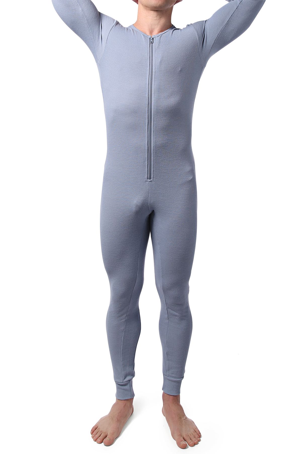CheapUndies Light Blue Waffle Knit Thermal Union Suit