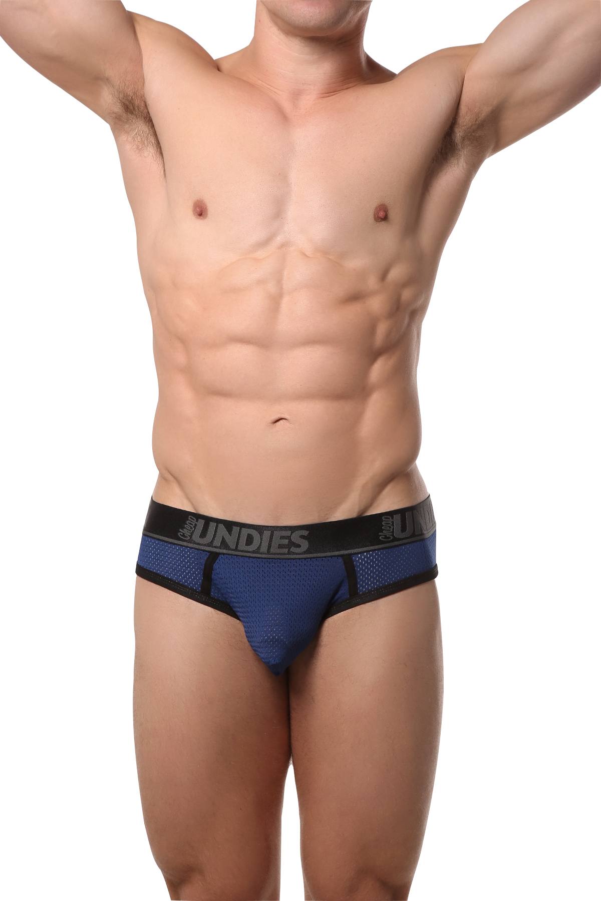 CheapUndies Navy-Blue Mesh Jock-Brief