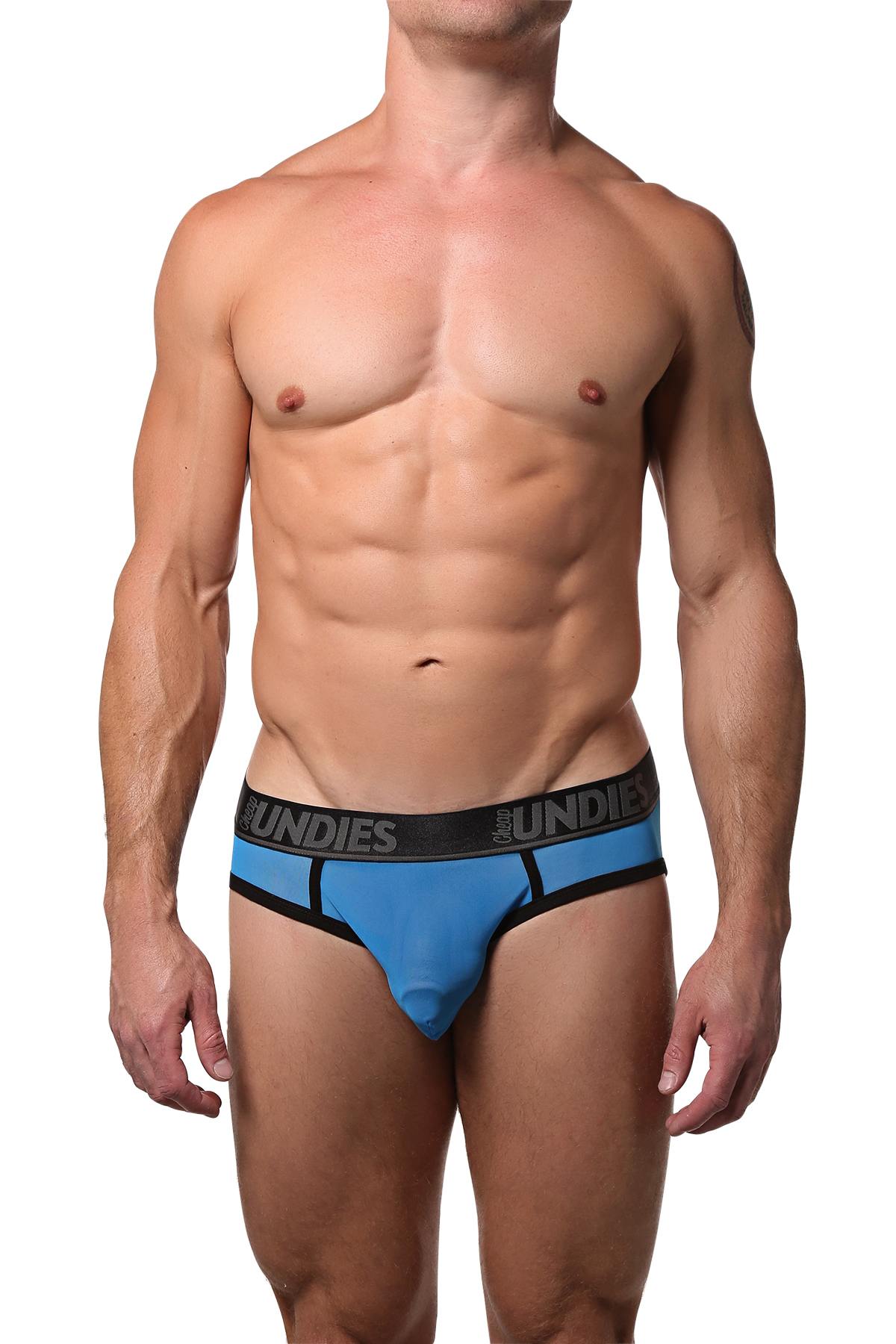 CheapUndies Neon Blue Exposed Mesh Brief