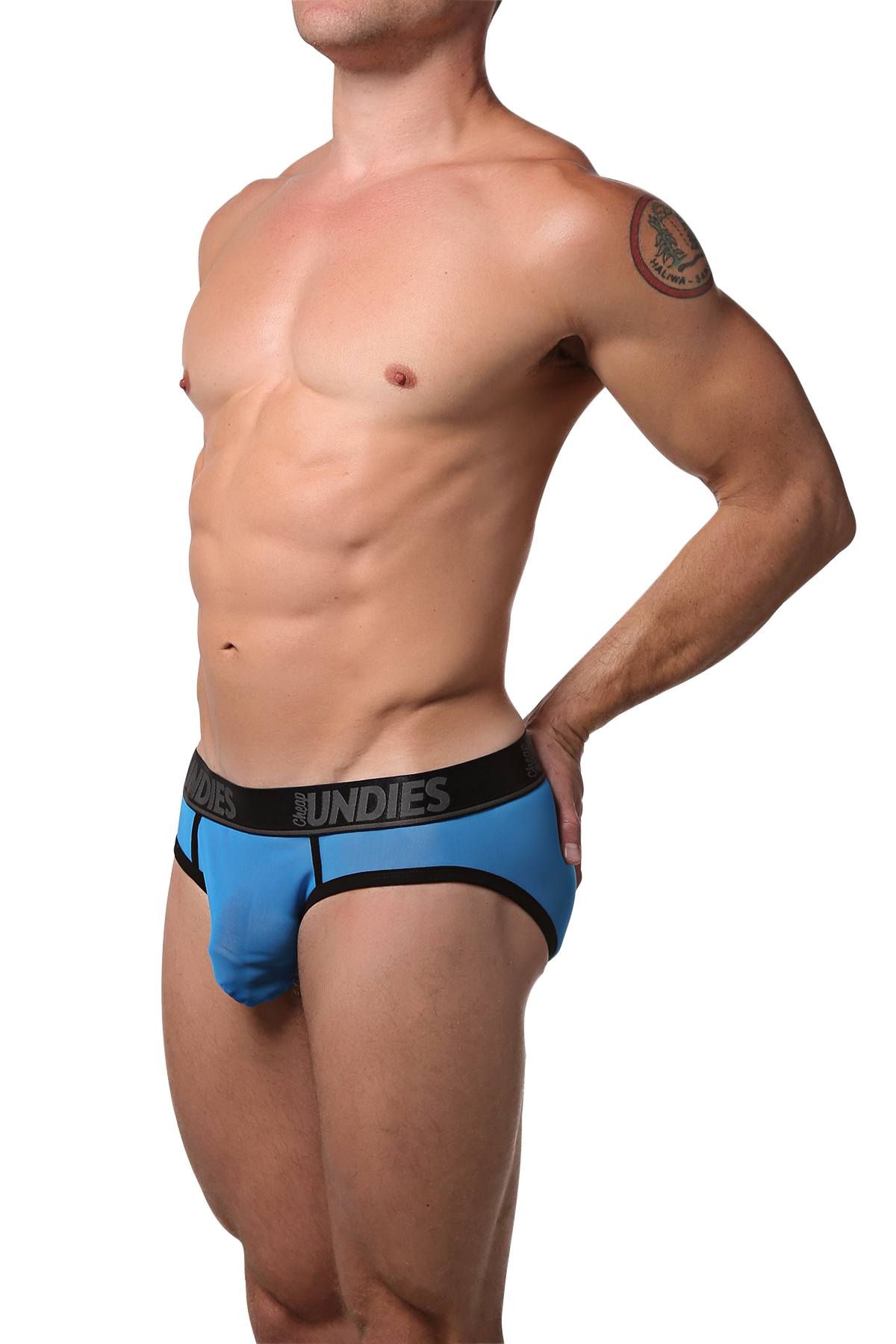 CheapUndies Neon Blue Exposed Mesh Brief