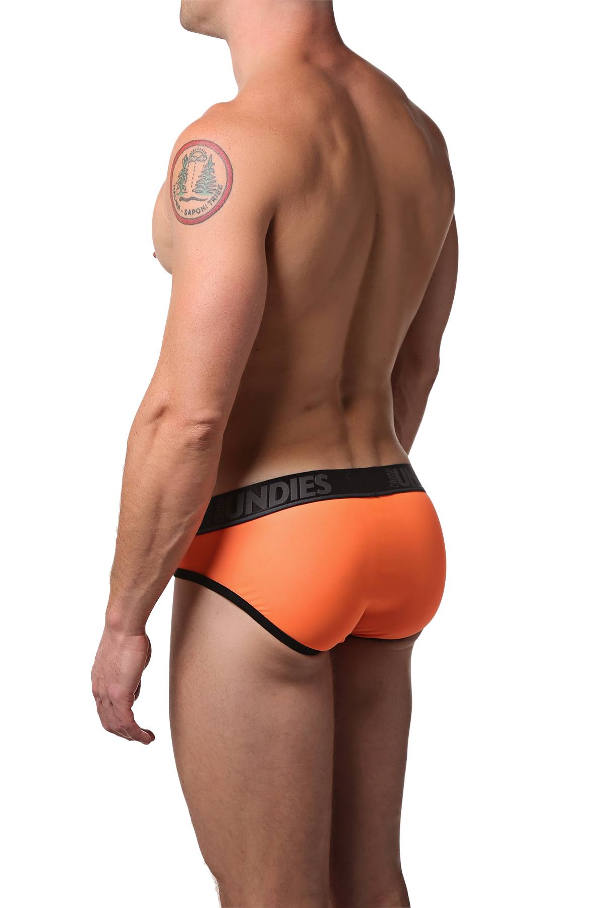 CheapUndies Neon Orange Exposed Mesh Brief