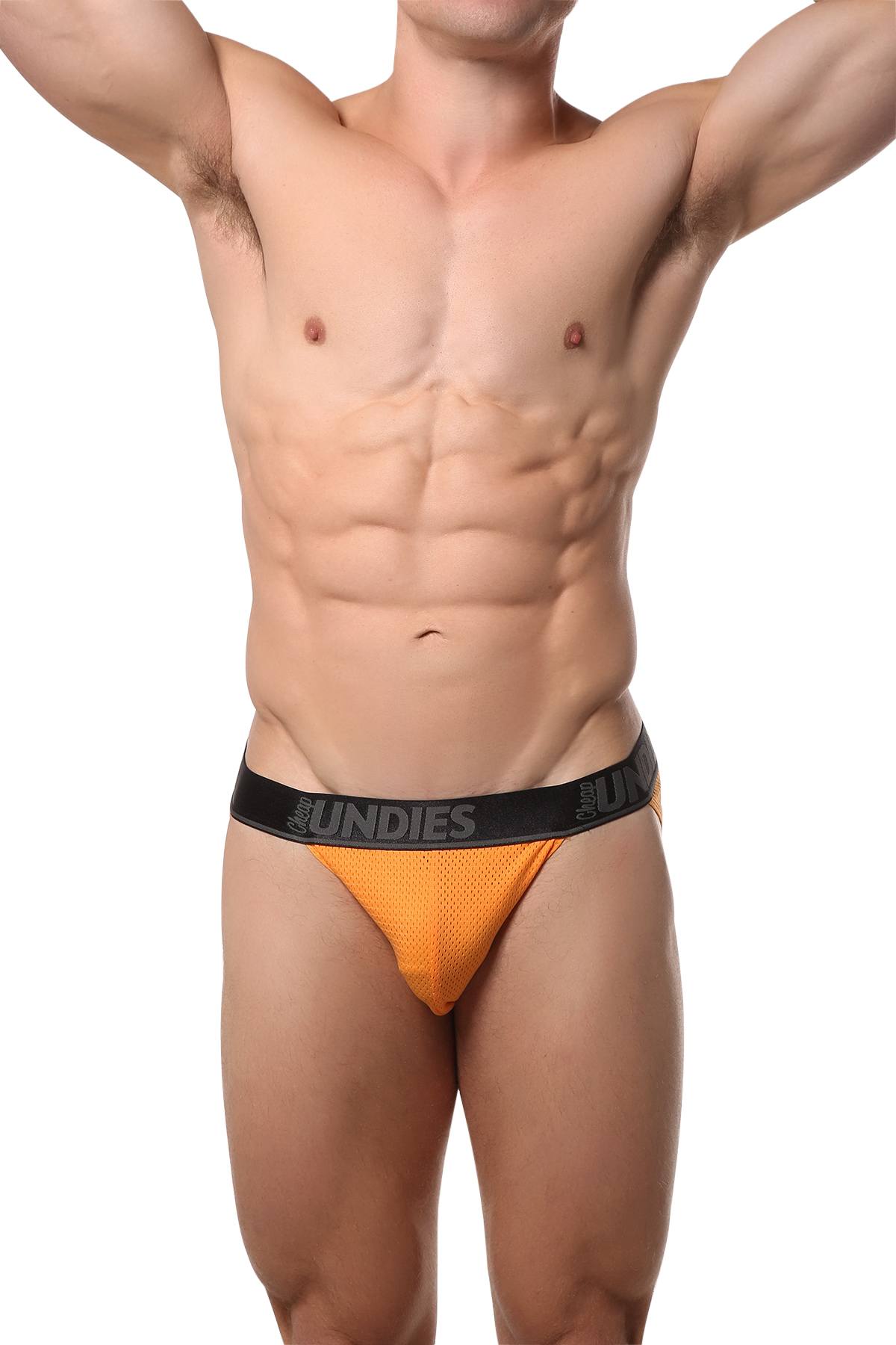 CheapUndies Orange Mesh Bikini Brief