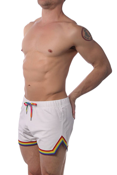 CheapUndies White Retro Rainbow Shorts